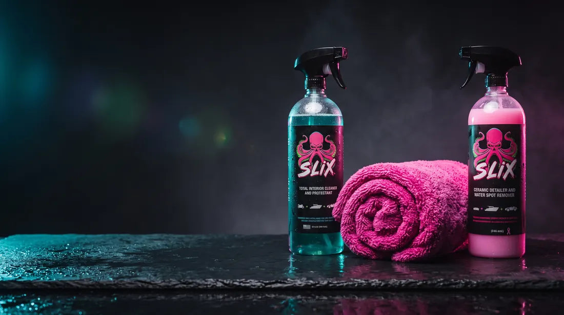 SLIX detail spray, interior cleaner and Big Pink Towel together