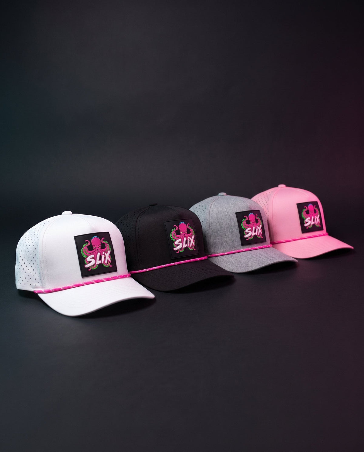 SLIX Marine rope hats in white, black, gray and pink